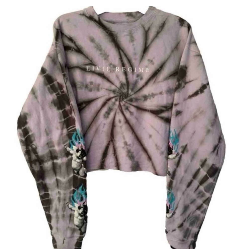 Civil Regime Purple Tie-Dye Cropped Crewneck Sweater NWOT